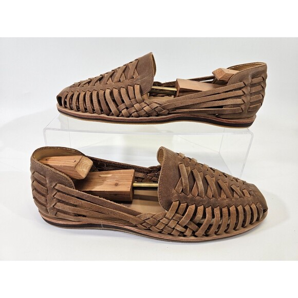 Men\'s 13 Nisolo Huarache Sandals Slip-On Comfort Woven Leather‎ Slides Brown EUC main image 10